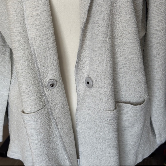 Eileen Fisher Knit Organic Cotton Blazer Stone Gray Women’s size Large Petite - Picture 4 of 13